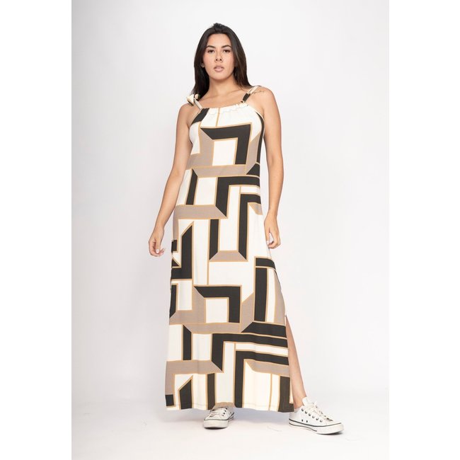 Vestido CabanaFree Capotira Longo Malha Alça Ajustável Estampa Igaci