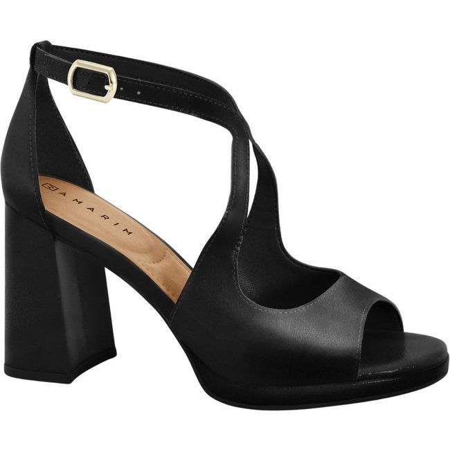 Sandália Feminina Salto Alto Tira Cruzada Elegante Ramarim 2646103 - Preto