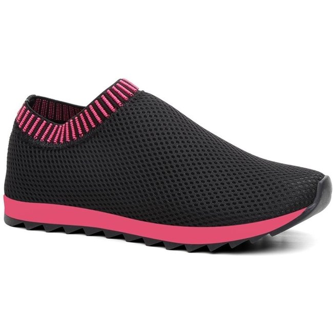 Tênis Meia Feminino Cano Baixo Respirável Confortável Casual Preto/Rosa 38