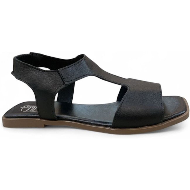 Sandália Rasteira Flat Piazza Balatore em Couro PZ003 Preto