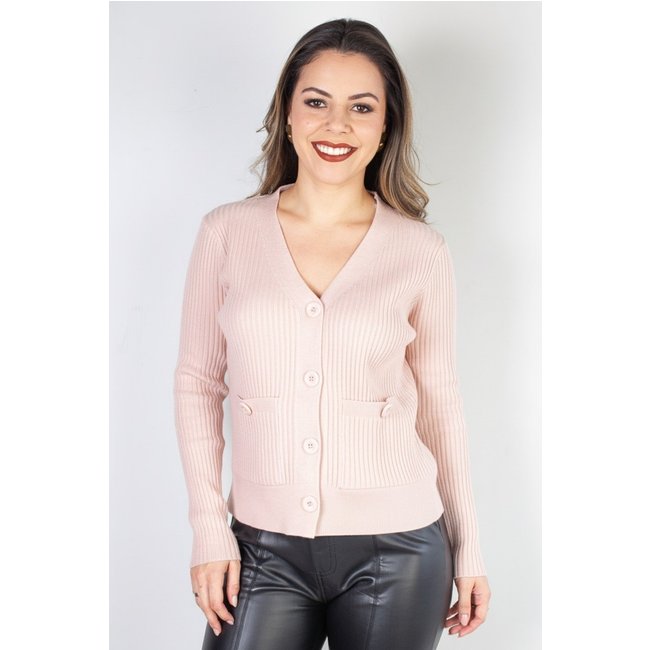 Casaco Enluaze Tricot Botões e bolsos 80994 - Blush