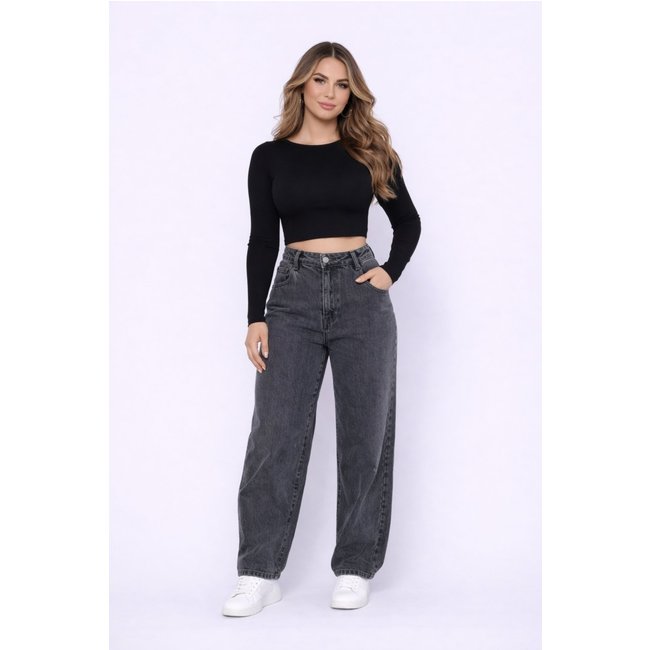 Calça Jeans D Bell Outlet Fashion Wide Lag Preto