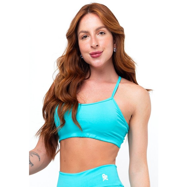 Top Fitness Pink Urban Nadador Alça Sustentação Poliamida Feminino Academia - Azul Claro