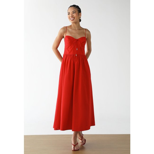 Vestido Feminino FARM Midi Vermelho