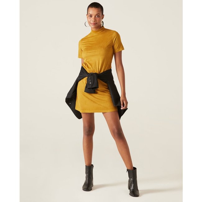 Vestido Gola Alta Em Suede Malwee