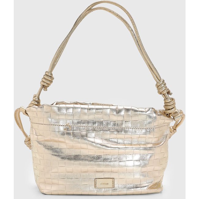 Bolsa Feminina Arezzo Média Textura Metalizada Dourada