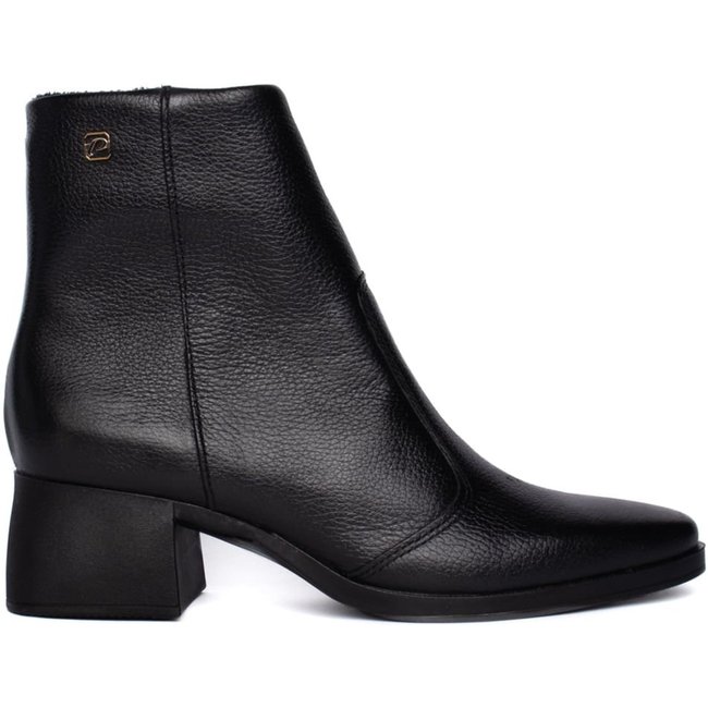 Bota Feminina Pegada Burnished Cano Curto Couro Preto