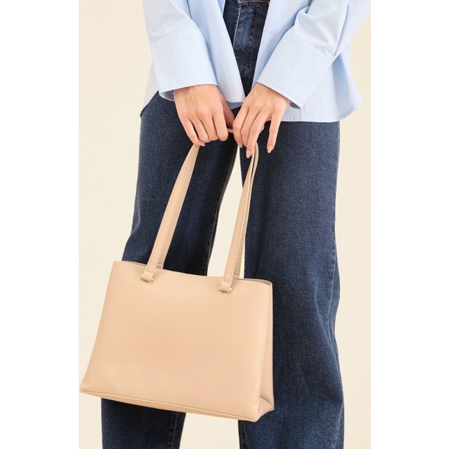 Bolsa Tote Pop Me Média Alça Dupla Bege