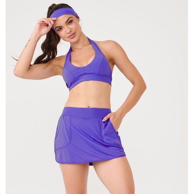 Short Saia Bolso Frontal Azul Cosmo Poliamida Soft Donna Carioca