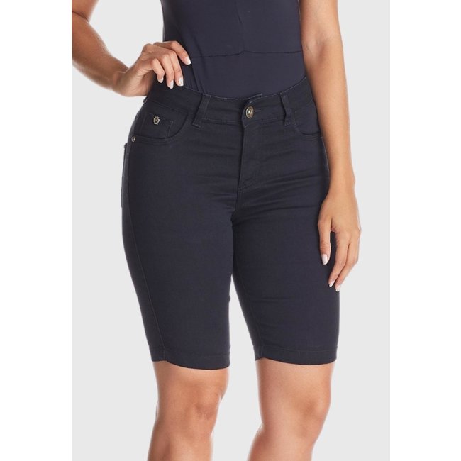 Bermuda Jeans HNO Jeans Ciclista com Elastano Preto