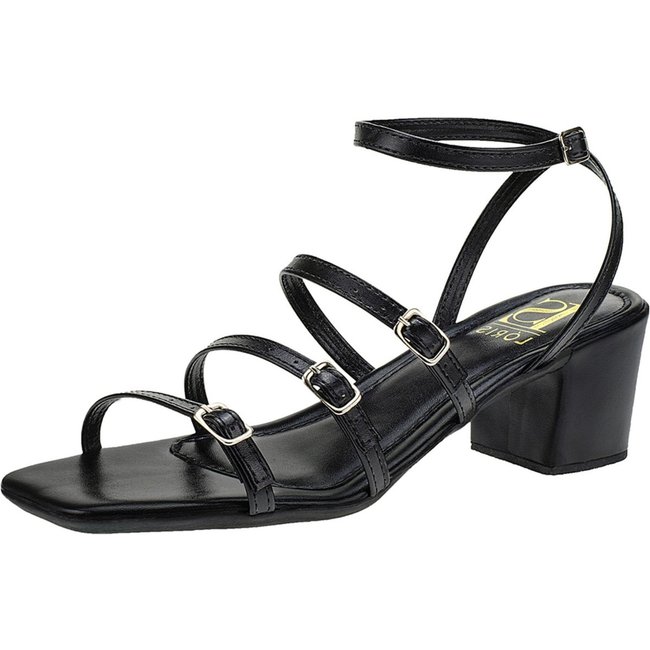 Sandália Lóris Shoes Feminina com Fivelas Ajustavel Salto Bloco 030-200 Preto