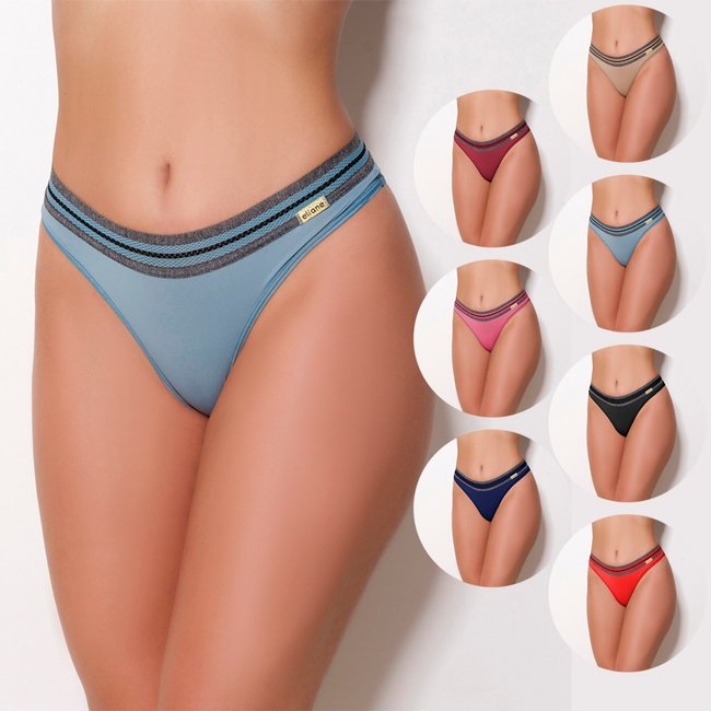 Kit 6 Calcinhas Gabi Lingerie Poliamida Confortável Elegante Tanga Feminina Multicolorido