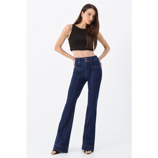 Calça Jeans Flare Cintura Alta ACT Feminino