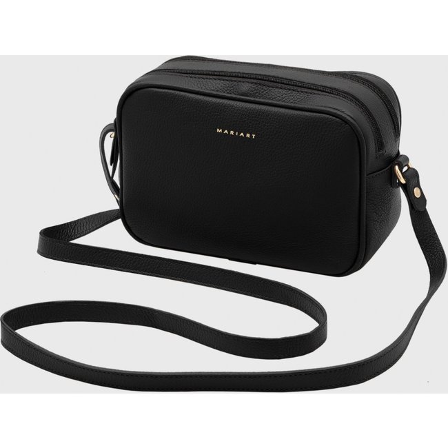 Bolsa Transversal de Couro Mariart Cajuína Preta