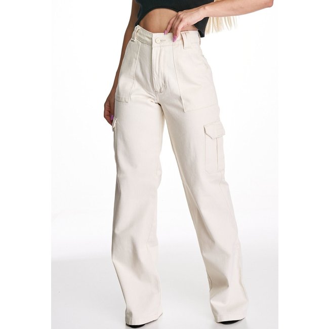 Calça Sarja HNO Jeans Cargo Ana Off White