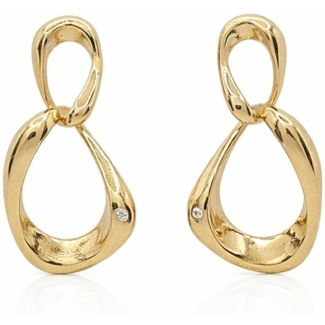 Brinco Elos com Ponto de Luz Zirconia Banhado a Ouro 18K