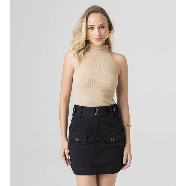 Mini Saia Sarja Feminina Disparate Preto