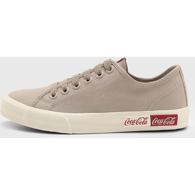 Tênis Feminino Coca Cola Logo Lateral Bege