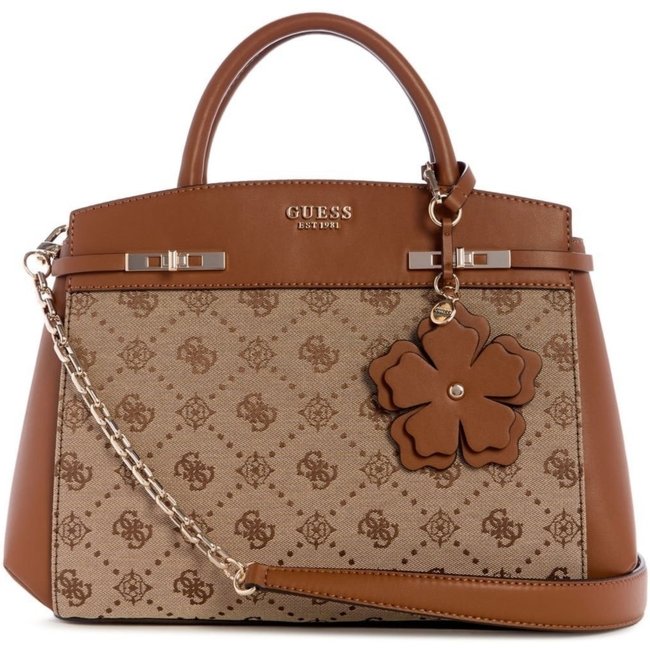 Bolsa Guess Melinda Logo Tri Comp Satchel Bege