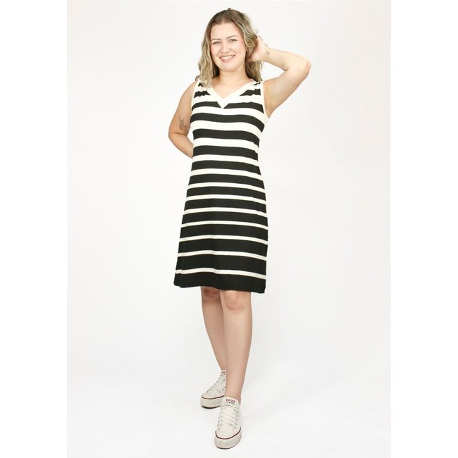 Vestido Regata Pau a Pique Listrado Preto PRETO - GG Pau a Pique