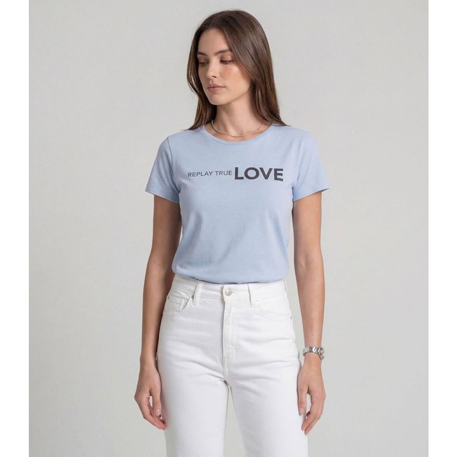 Blusa Feminina Cotton Com Estampa Infinita Cor Azul