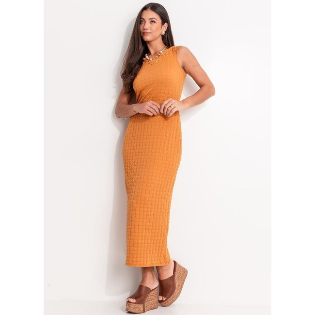 Vestido Texturizado Quintess Caramelo