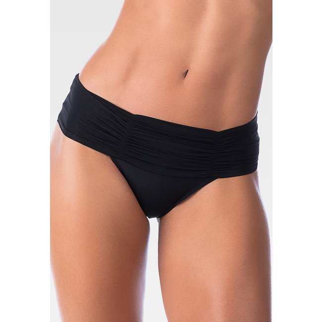 Calcinha Summer Soul Cintura Baixa Cós Franzido Preta
