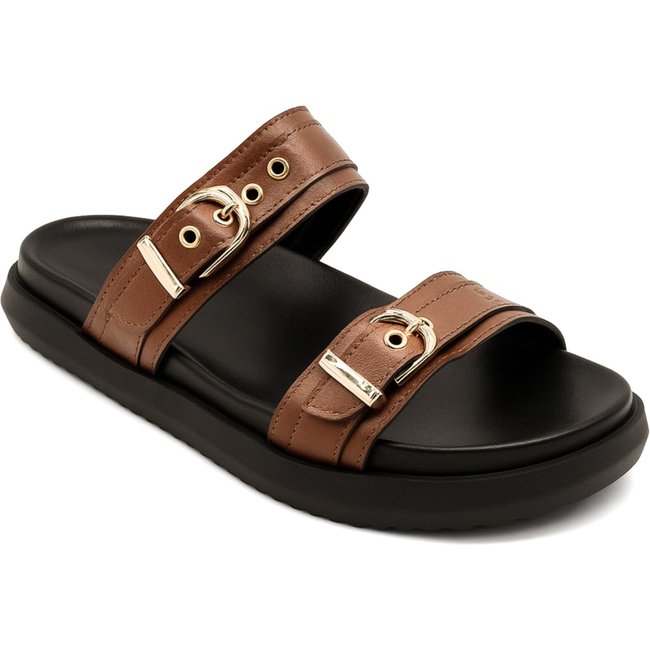 Papete Feminina Slide Cacau Sandália Verão Casual Tendência 003