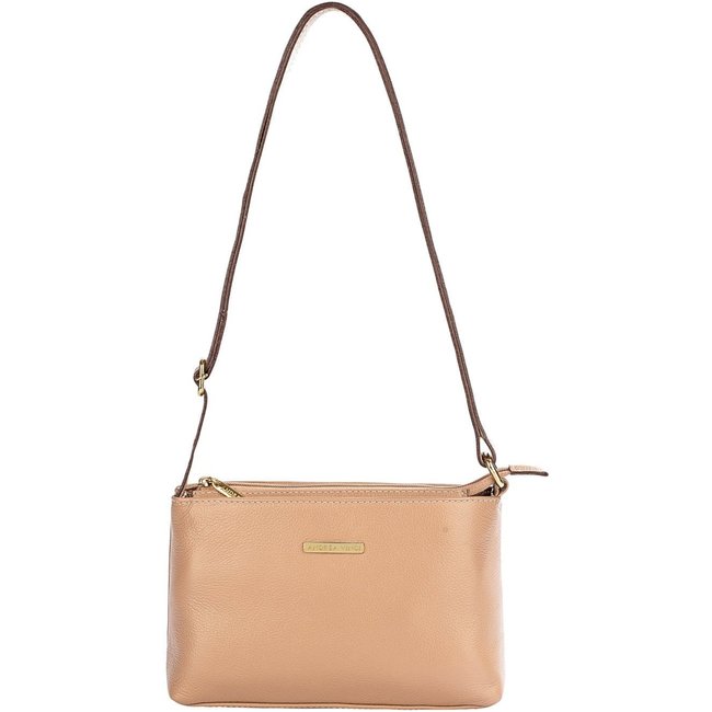 Bolsa pequena transversal de couro liso Iris - Bege