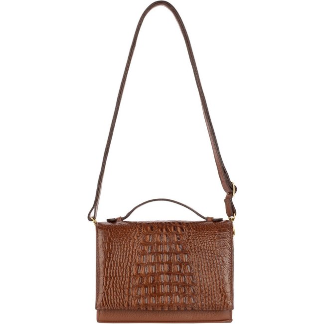 Bolsa pequena transversal de couro croco Deise - Whisky