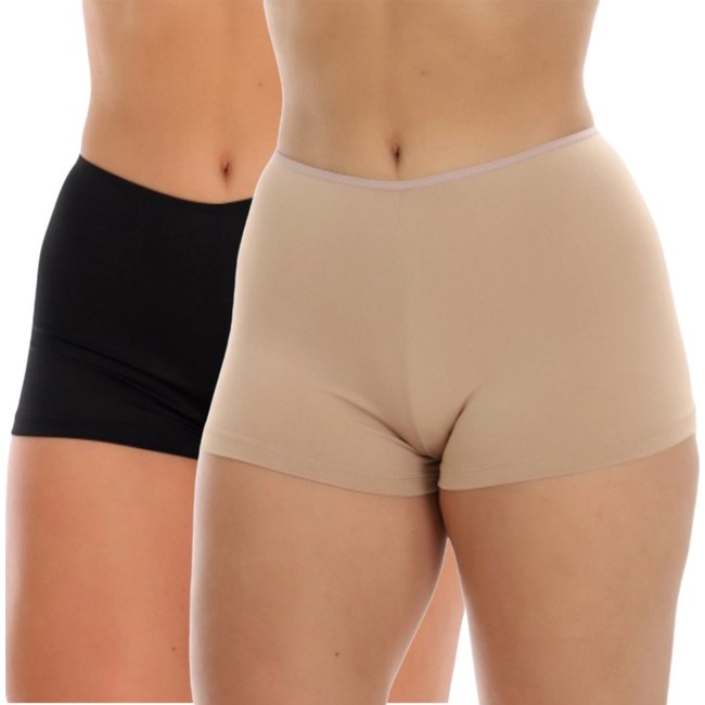 Kit 2 Short Segunda Pele Reflexo Íntimo Anágua Anti Atrito Para Usar Por Baixo Bege e Preto