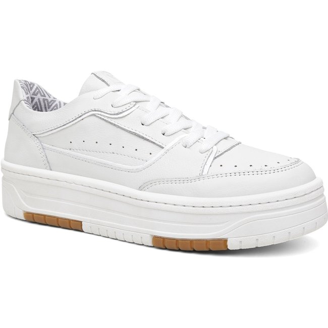Tênis Feminino Vittal Aura Couro Branco Solado Flatform Confort