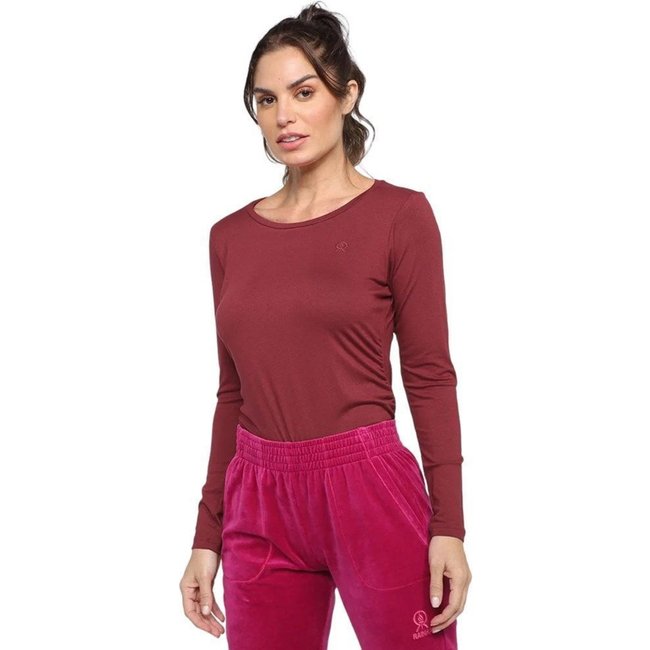 Blusa Rainha Casual Elastic Manga Longa Feminina - Vermelho - rainha