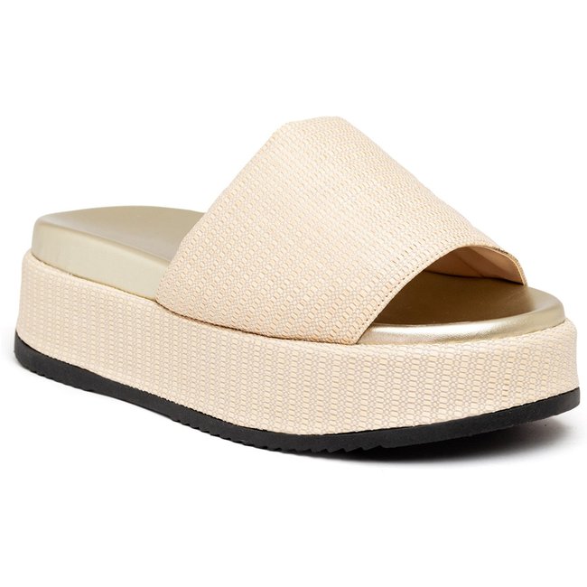 Tamanco Feminino Anabela Plataforma Salto Alto Confortável 5300 Rafia Natural