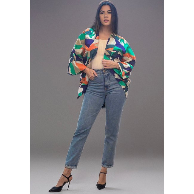 Kimono Amazonia Vital Viscose Manga Ampla Estampa Brisa do Mar
