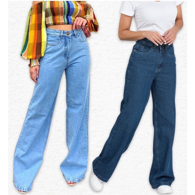 2 Calças Meujeans Wide Leg Jeans