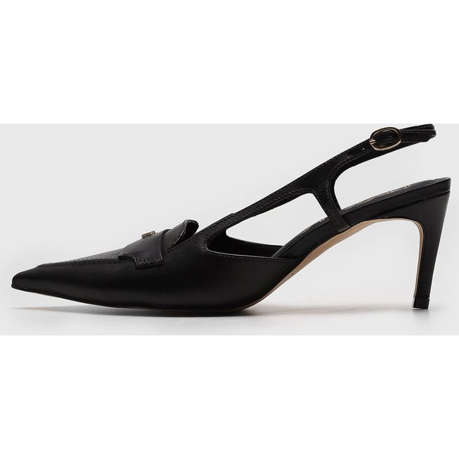 Scarpin Slingback Degalls Recorte Preto