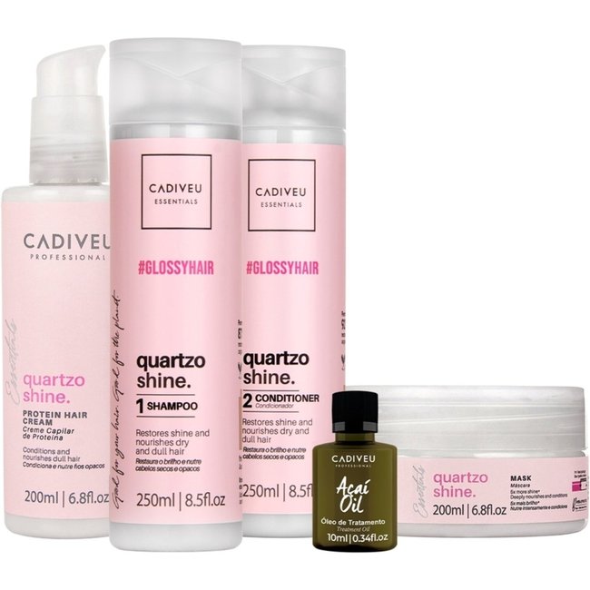 Kit Cadiveu Professional Quartzo Shine Shampoo Condicionador Máscara Pré-Shampoo e Açaí Oil (5 produtos)