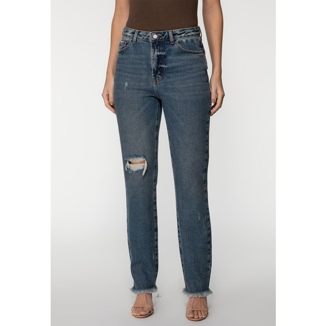 Calça Mom Guess Jeans Rasgos Azul