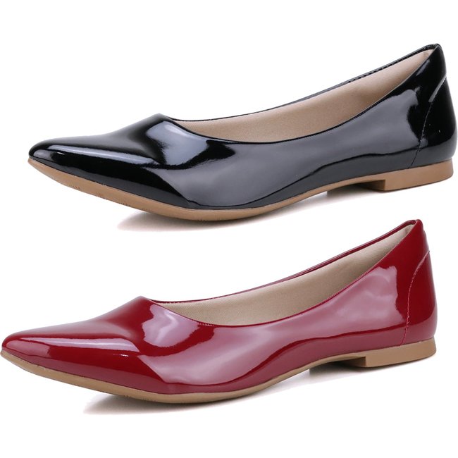 Kit 2 Pares de Sapatilha Mr Gutt Bico Fino Verniz Preto/Vermelho
