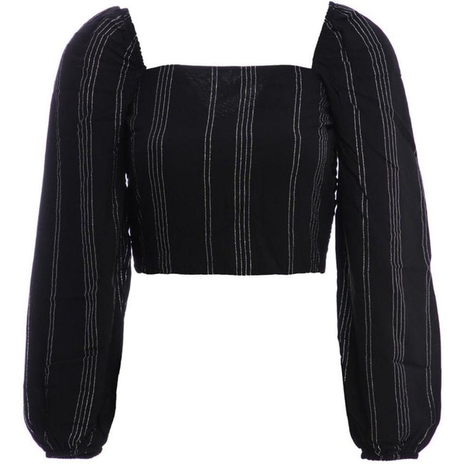 Blusa Cropped com Lurex Autentique Feminina Preto