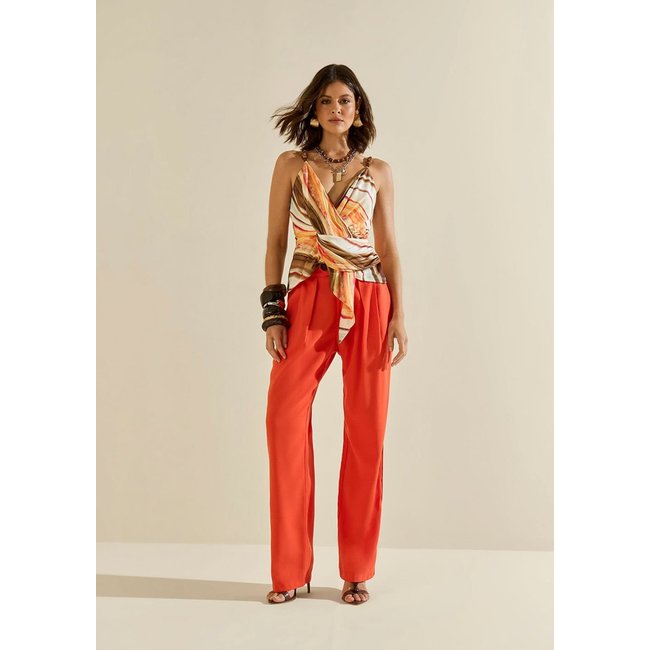 Calça Morena Rosa Reta Alta Laranja