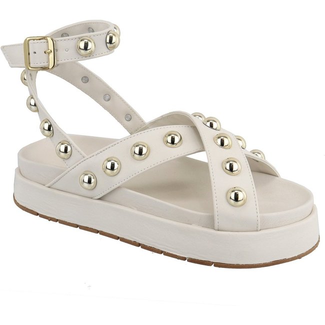 Sandalia Papete Flatform Feminina Bolinhas Off White Sola Alta Tellini Store