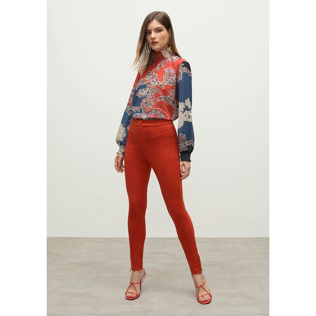 Calça Iódice Legging Cós Alto Com Recorte Laranja