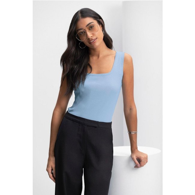Blusa Feminina Regata Em Ribana Essendi Azul Claro Azul