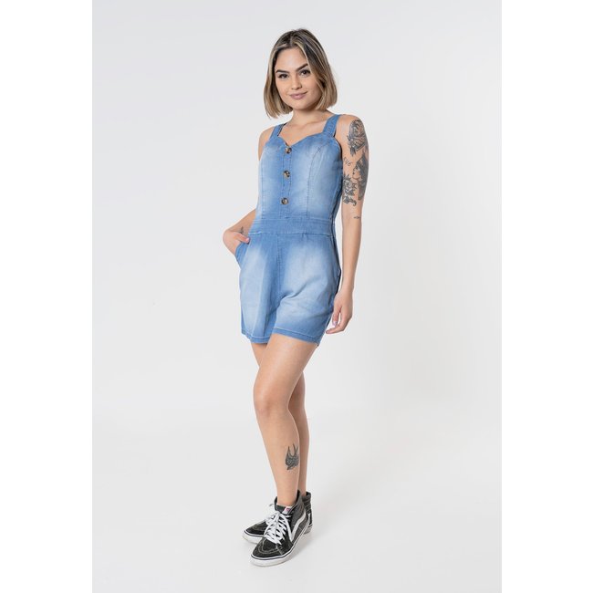 Macaquinho Jeans Aero Jeans Azul