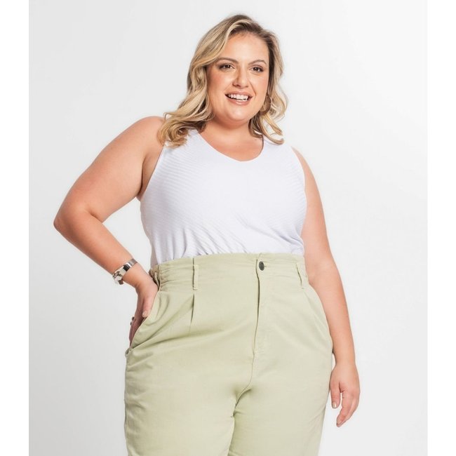 Regata Feminina Plus Size Secret Glam Branco
