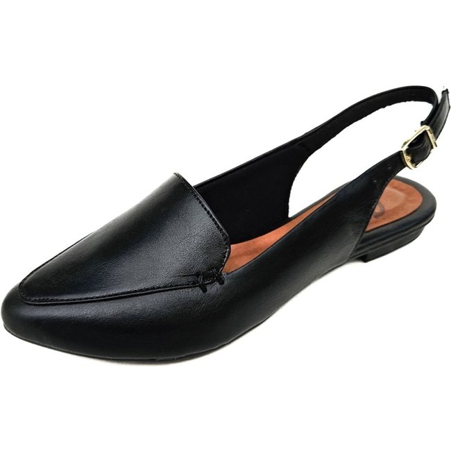 Sapatilha Slingback Amo Calçados Couro Preta