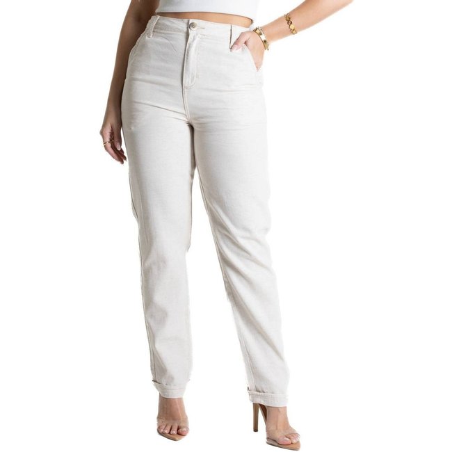 Calça Linho Sawary Reta - 280336 - Bege - Sawary