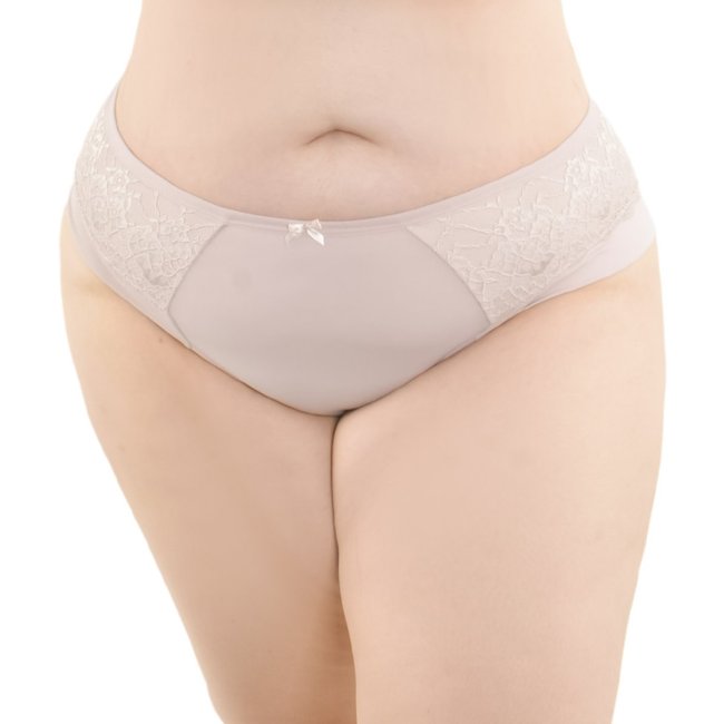 Calcinha Plus Size Cintura Alta Recorte em Renda Santa Passion